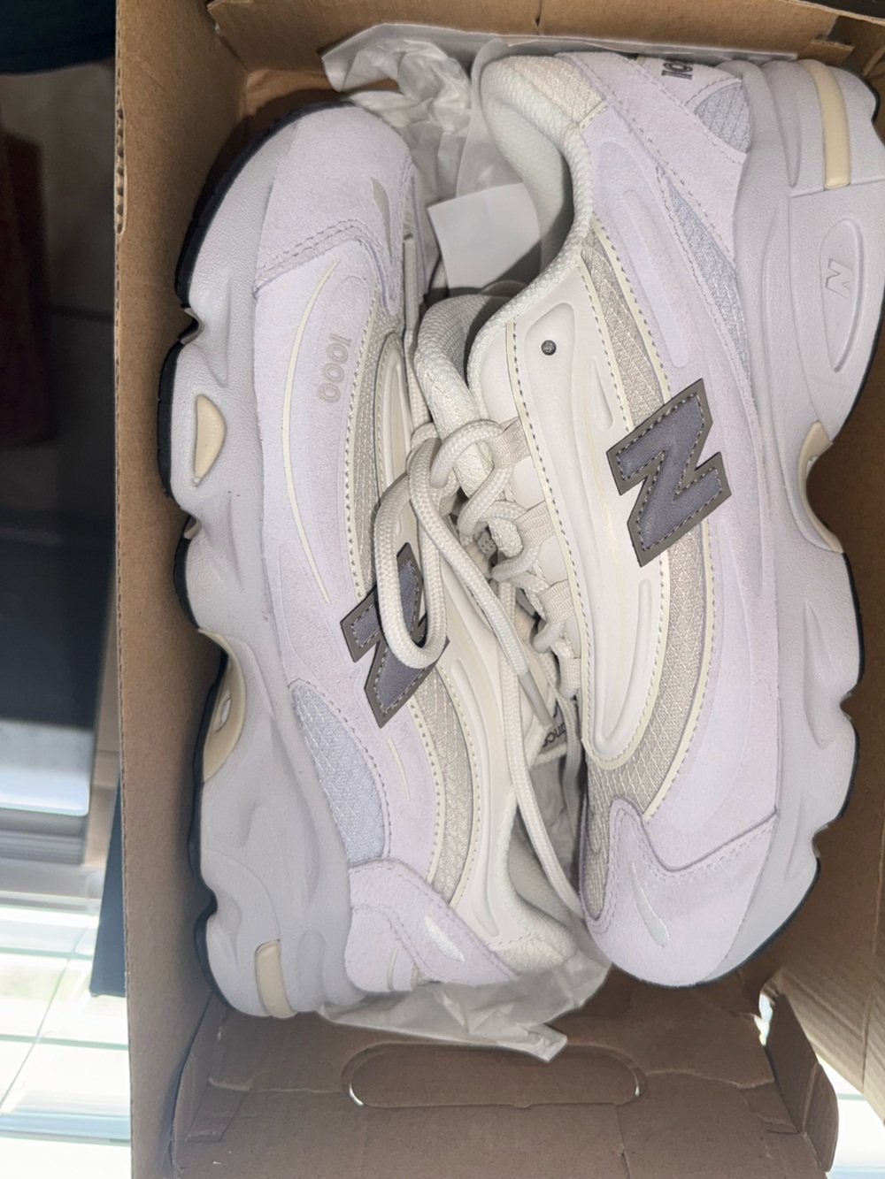New Balance Kids 1000 Grey White Shoe Box